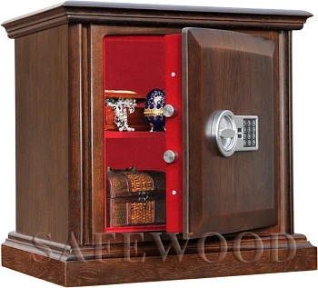 Сейф с отделкой деревом Safewood 57EL Flock Chrome